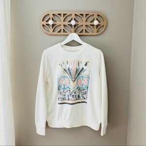 Mighty Fine Pullover 'Woodstock' Sweater Ivory Sz Medium